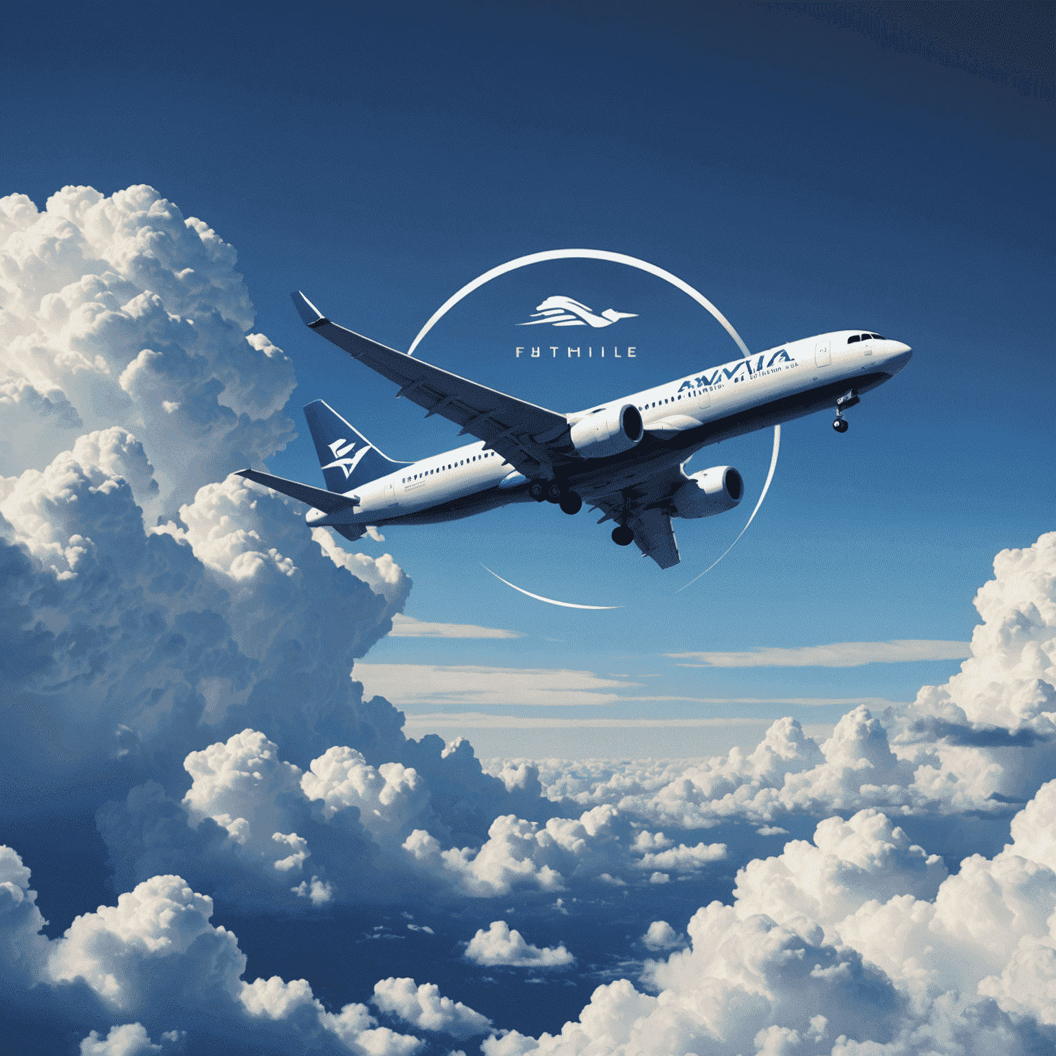 True Avia logo featuring a stylized airplane soaring through clouds