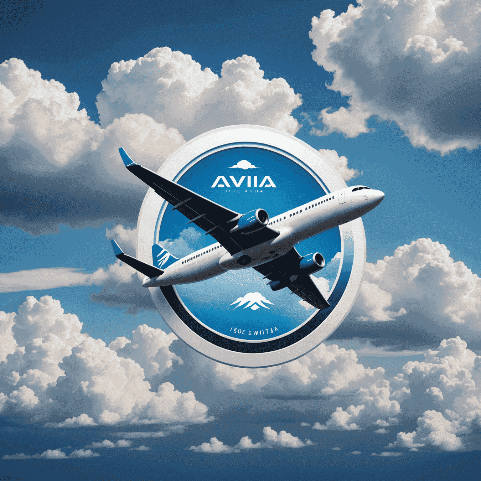 True Avia logo featuring a stylized airplane soaring through clouds